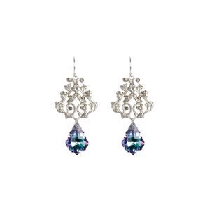 VIRGINS SAINTS & ANGELS VSA Vine Earrings with Cross in Silver & Vitrail Light